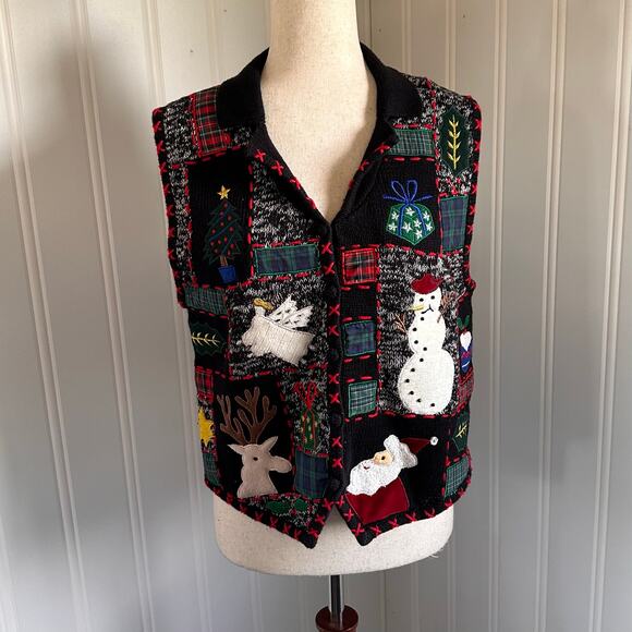 Vintage 90s/Y2K Christmas Sweater Vest MP - Picture 1 of 6
